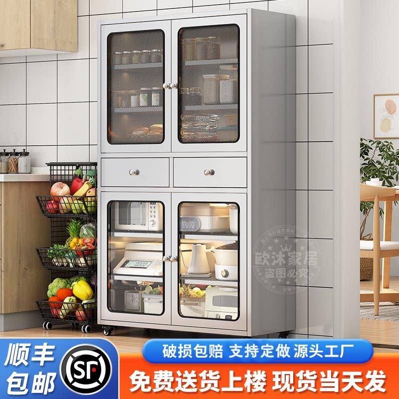 304不锈钢餐柜家用加厚一体厨房饭厅网门整体橱柜收纳柜碗盘柜收