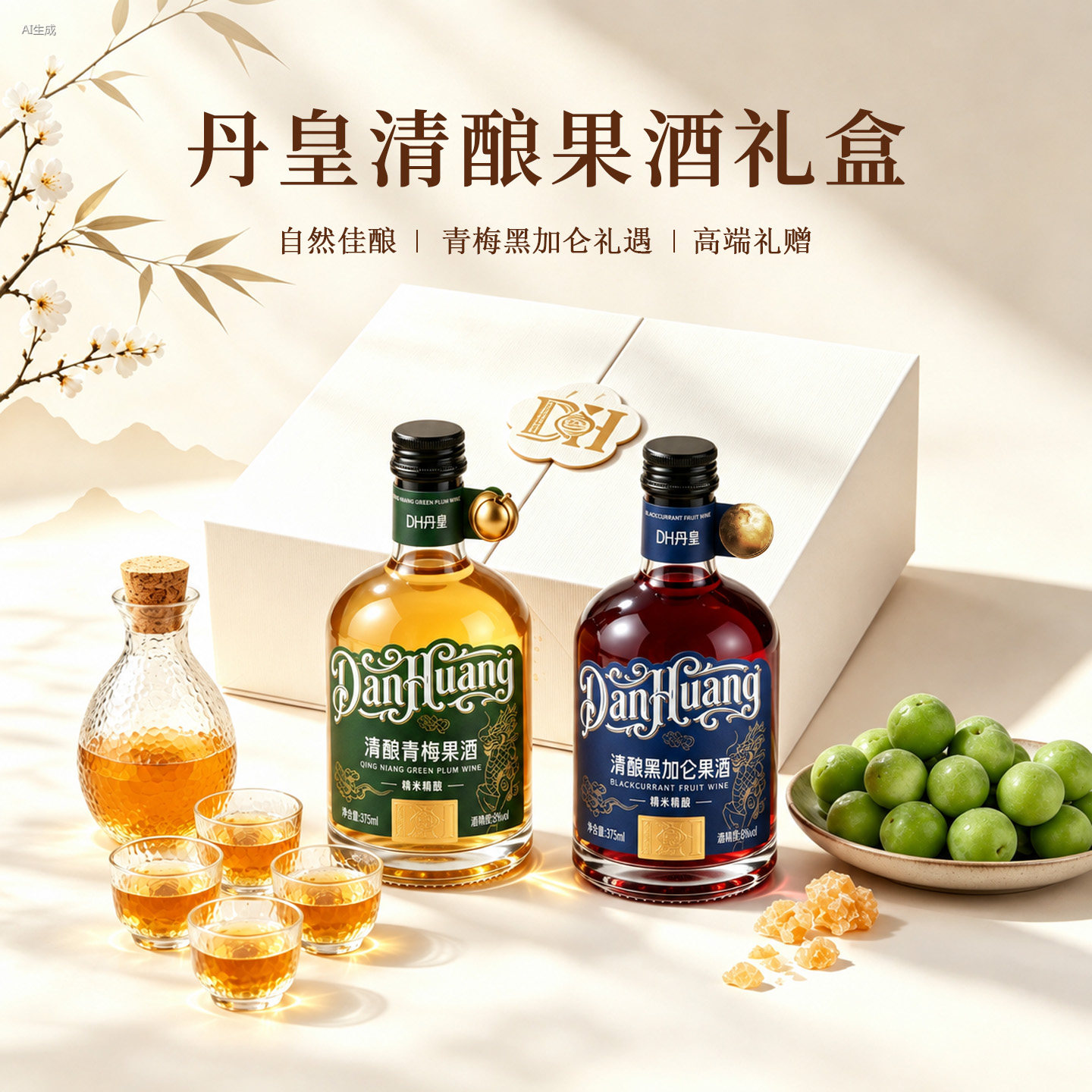 黑加仑果酒礼盒2瓶装375ml8度微醺浪漫表白礼物送女友高颜值ins风
