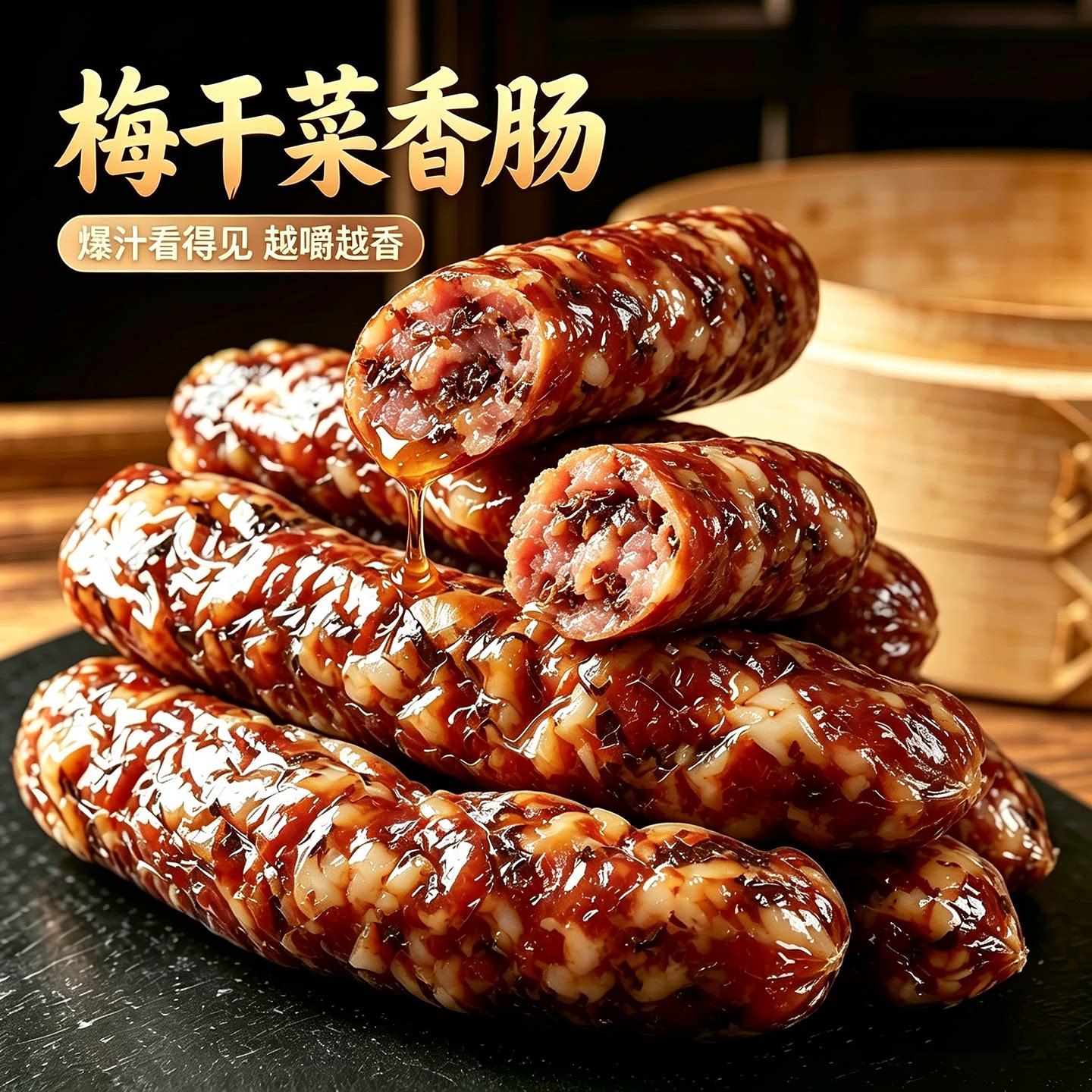 金华风味梅干菜香肠煲仔饭腊肠猪肉咸香口感农家特产手工下饭