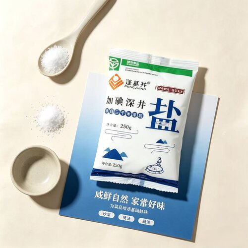 源自深层深井加碘盐蓬基井250g袋装家庭食用盐