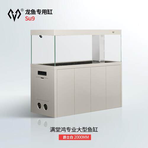 满堂鸿SU9极简不锈钢大型金晶超白鱼缸高分子PVC过滤混养水族缸