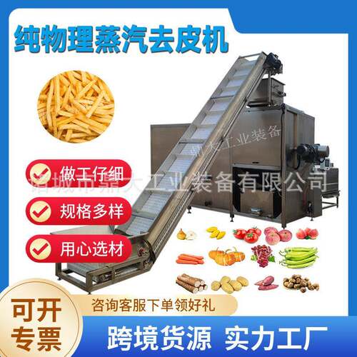 隆坤果蔬蒸汽爆皮机全自动红薯去皮机物理脱皮不伤果肉机械