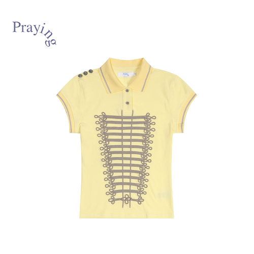Praying潮流复古女士黄色Polo