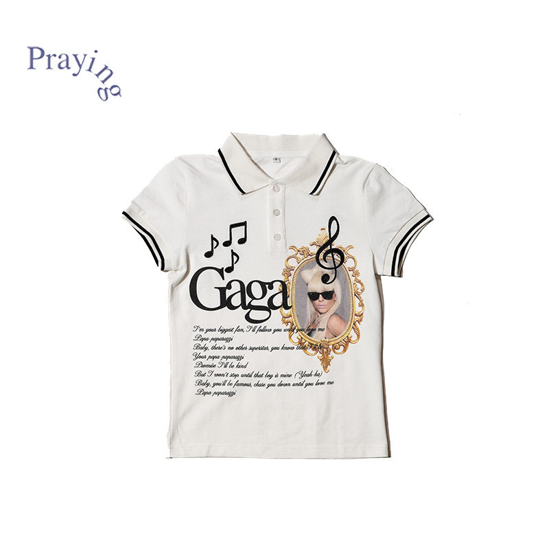 Praying Gaga Polo 潮流人物印花女士Polo衫26秋季新款