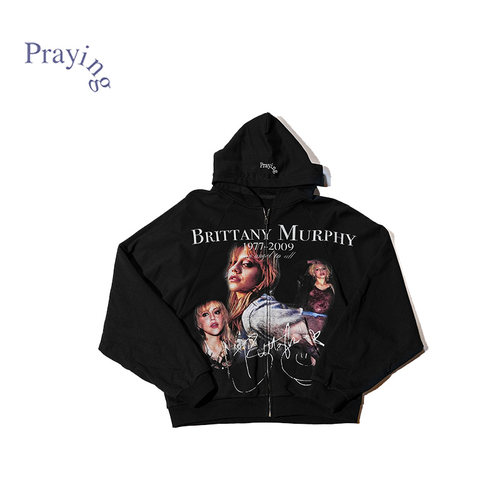 Praying印花拉链连帽卫衣26秋