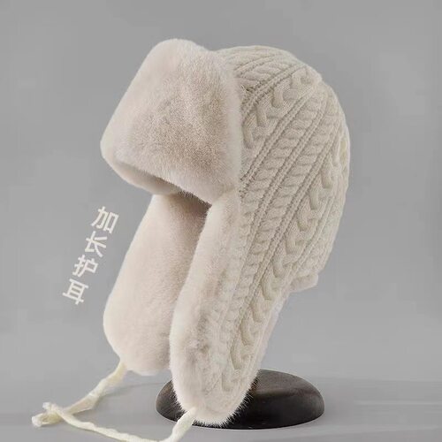 韩版冬天加绒加厚毛线帽子女可爱针织帽护耳滑雪帽骑车保暖雷锋帽