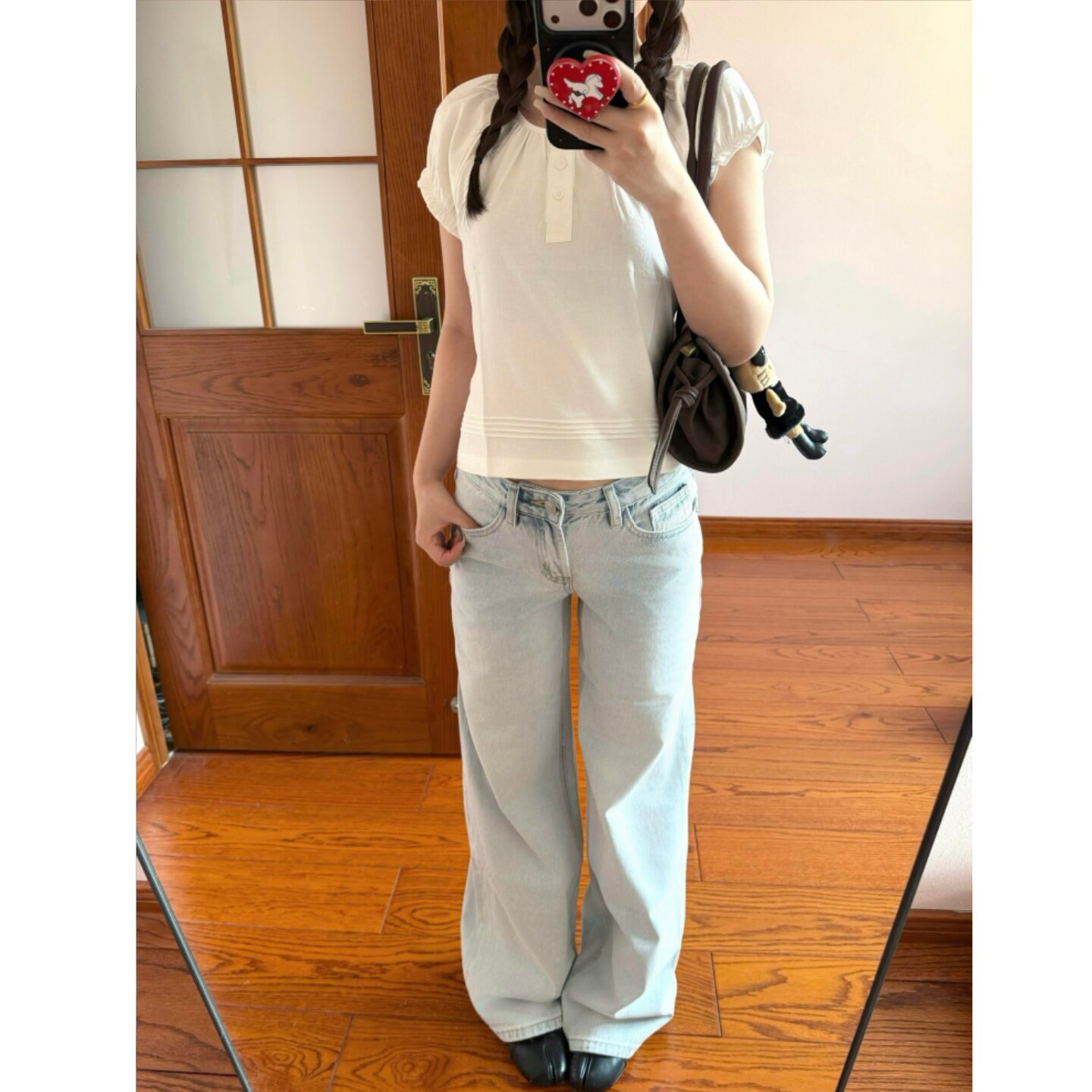 低腰修身显瘦显高直筒裤女夏季新款美式潮流浅浅泛白牛水洗牛仔裤