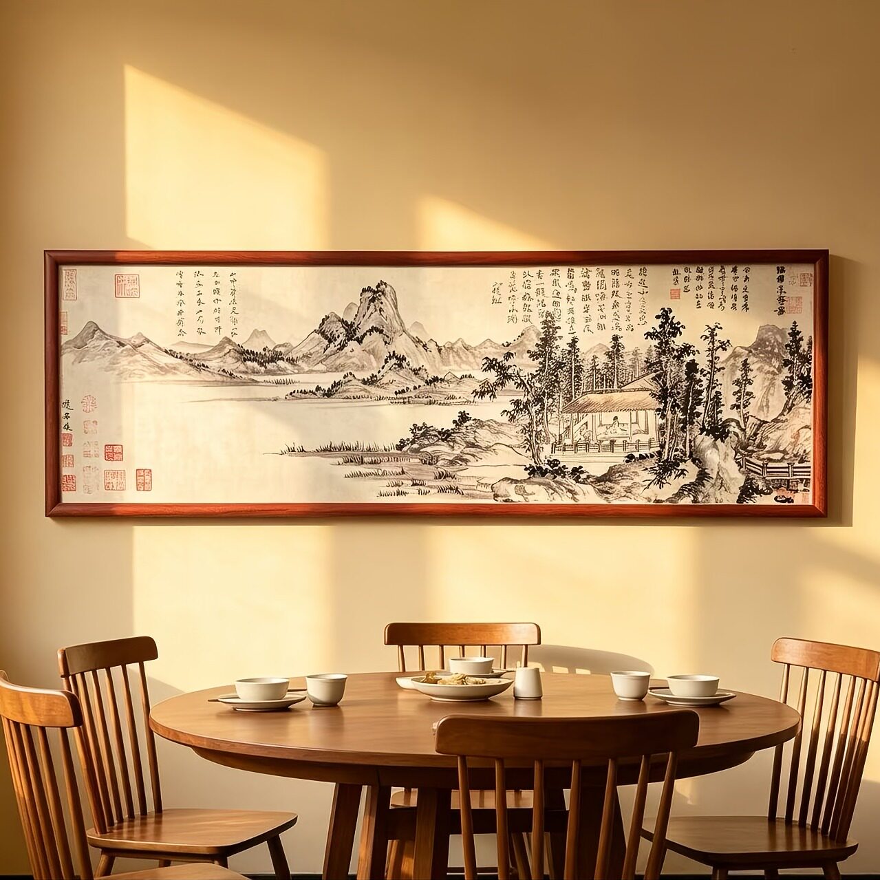 s2194新中式山林幽居图印刷装饰挂画 客厅玄关餐厅书房茶室装饰画