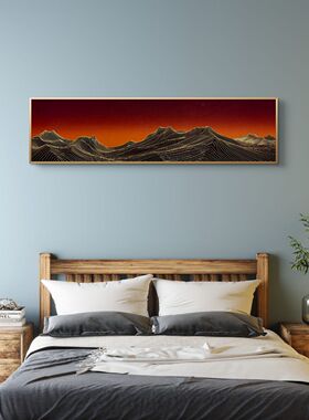 S6061线条金山现代风装饰床头装饰画画金山床头背景装饰挂画40150