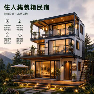 广东集装箱三室一厅别墅移动房网红民宿温室住人房子小别墅真房