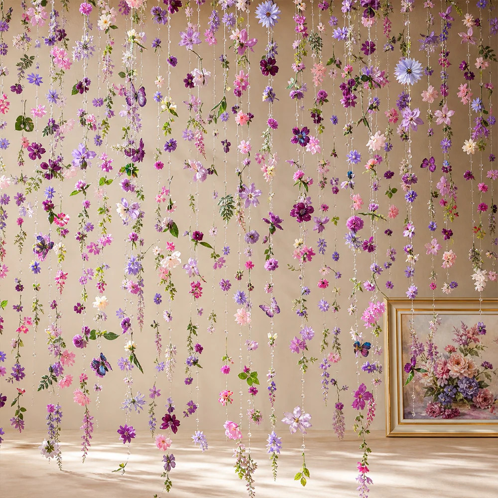 成品悬浮花空中吊饰瀑布花海门帘窗帘花艺装饰婚礼氛围感场景布置