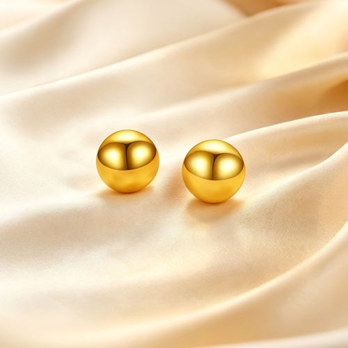 金晓黄金足金999金珠古法硬金转运珠光面散珠圆珠子diy手串隔配A