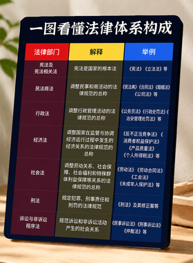 一图看懂法律体系构成装饰相框法学知识科普律所书桌装饰摆台