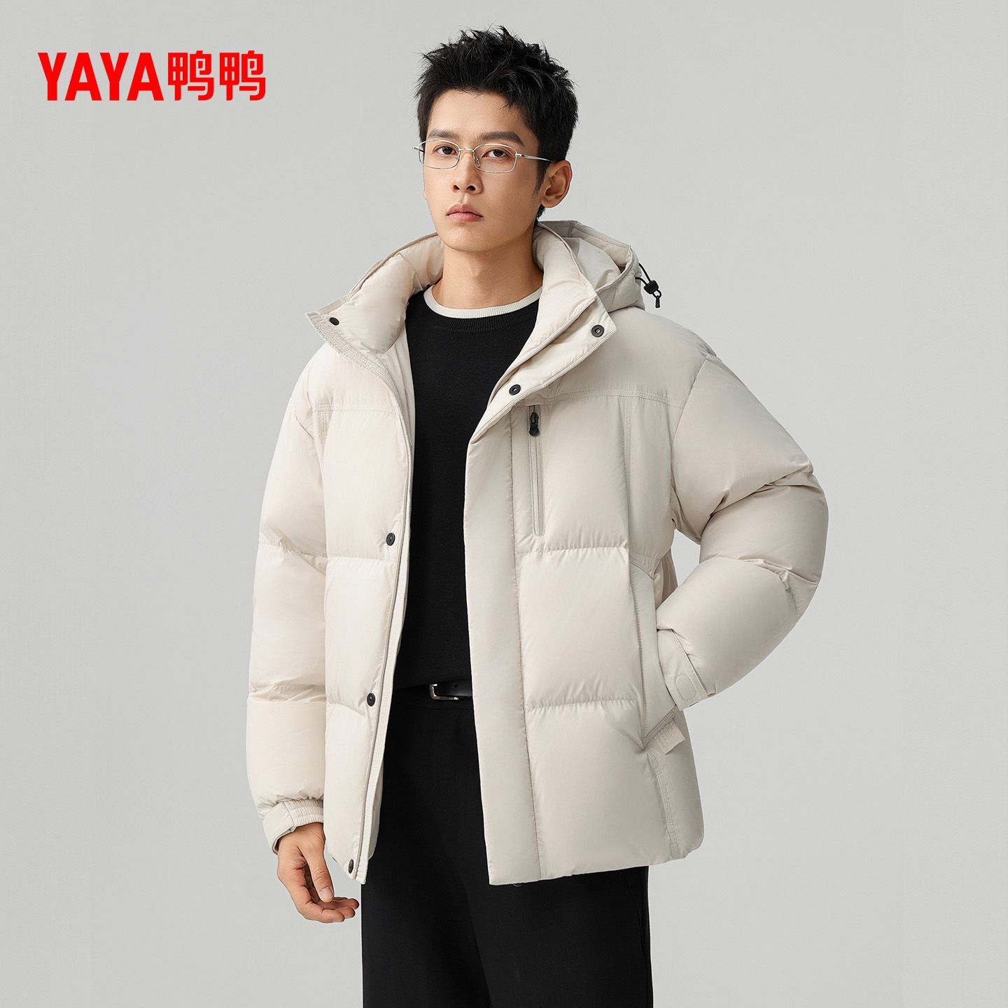 鸭鸭官方正品羽绒服男秋冬季新款短款时尚潮流休闲宽松连帽外套