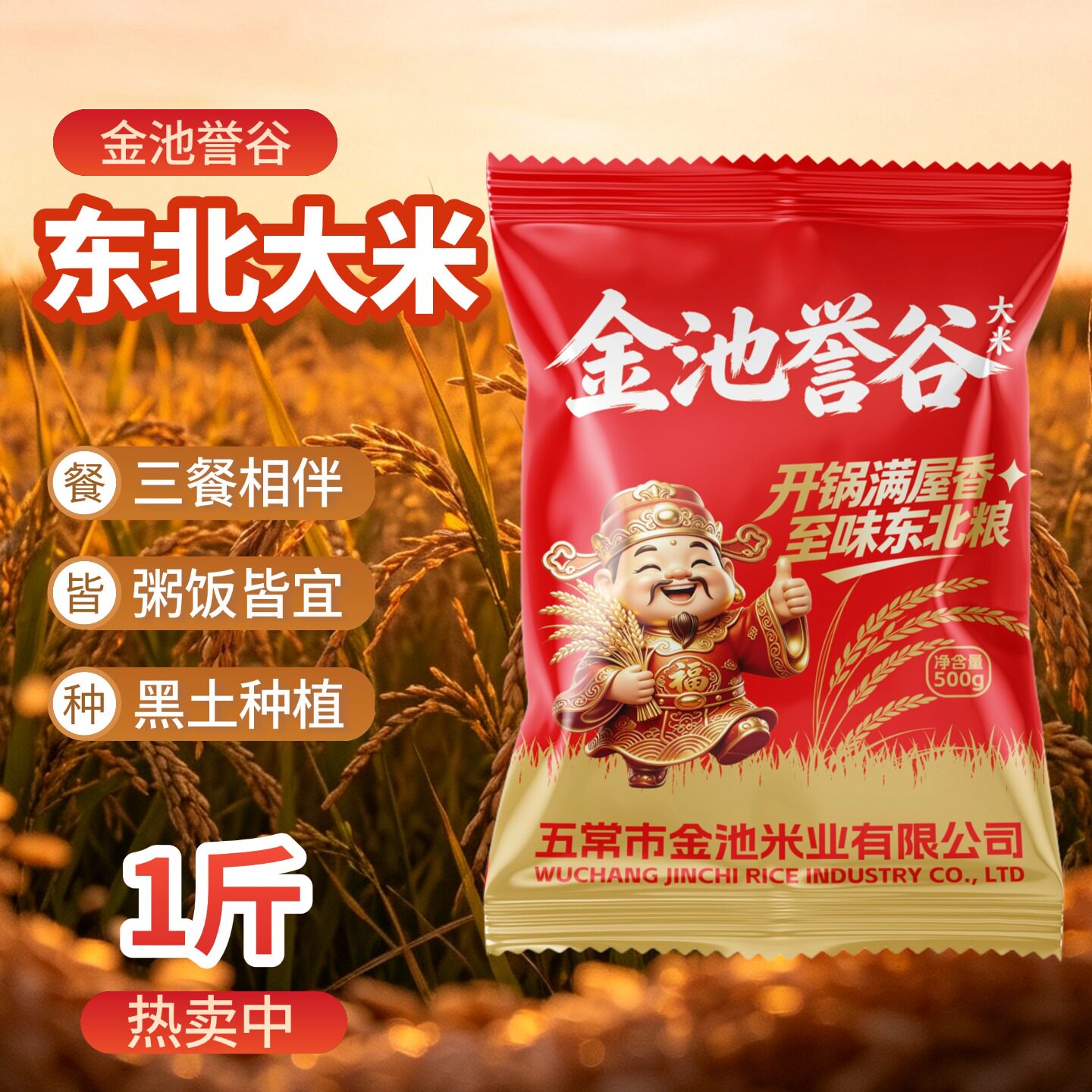 五常金池东北大米500g*1袋装