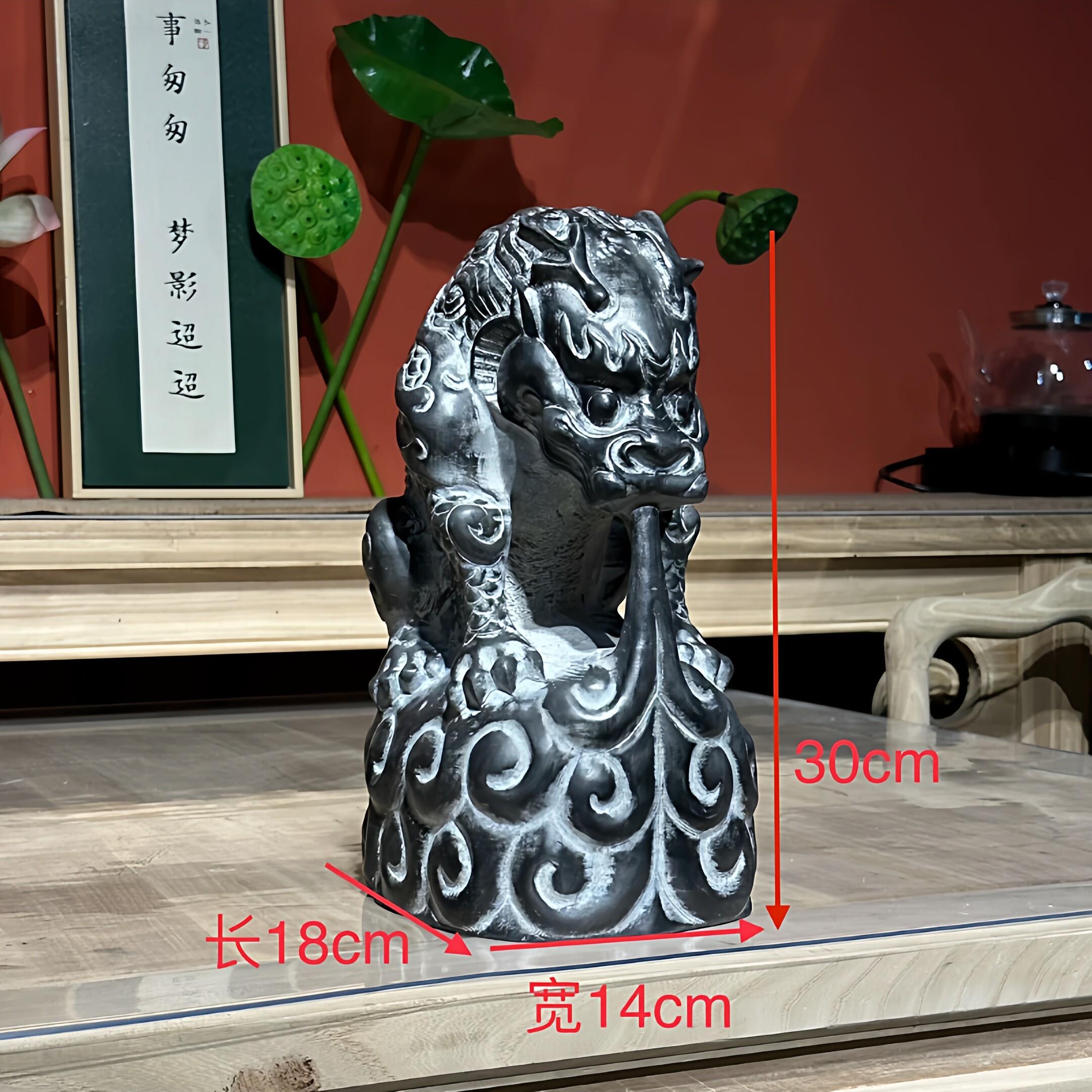 青石雕刻彷古吸水兽化妆室避水兽蚣蝮案头装饰收藏摆件茶宠镇水兽