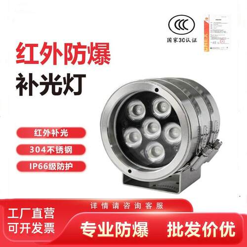 防爆补光灯红外白光工业监控补光灯220/12v供电304不锈钢摄像护罩
