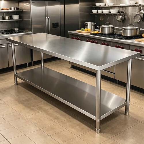 不锈钢置物架工作台厨房饭店后厨打荷台切菜桌商用储物操作台加厚