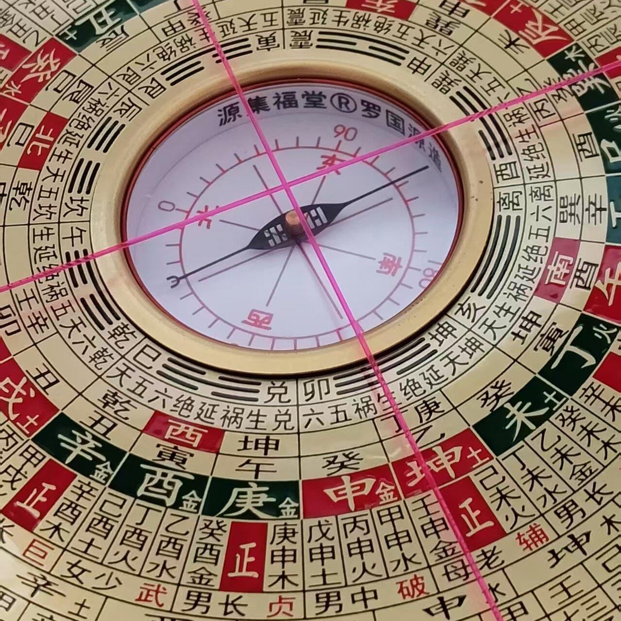集福堂大字体纯铜高精度罗盘专业正宗8寸风水罗经仪三合新款综合