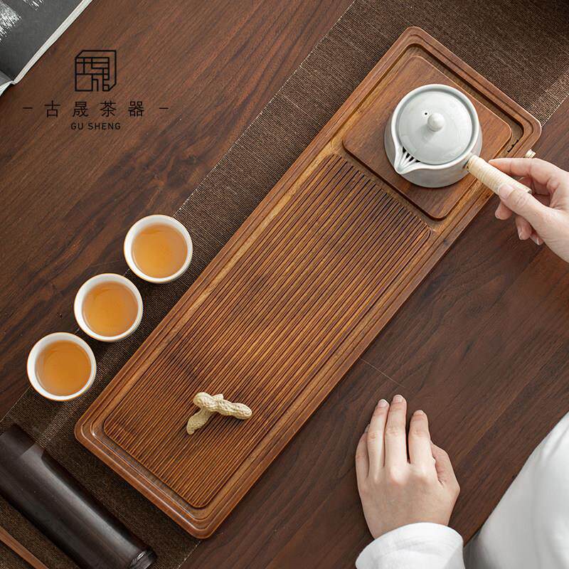 重竹茶盘家用竹制茶具托盘现代简约小型蓄水排水式干泡盘茶台茶托