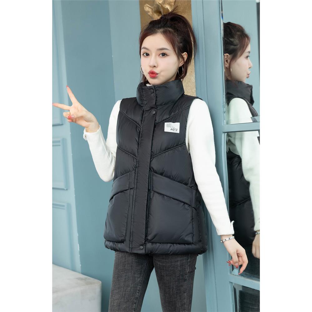 棉服背心胖mm羽绒马甲女