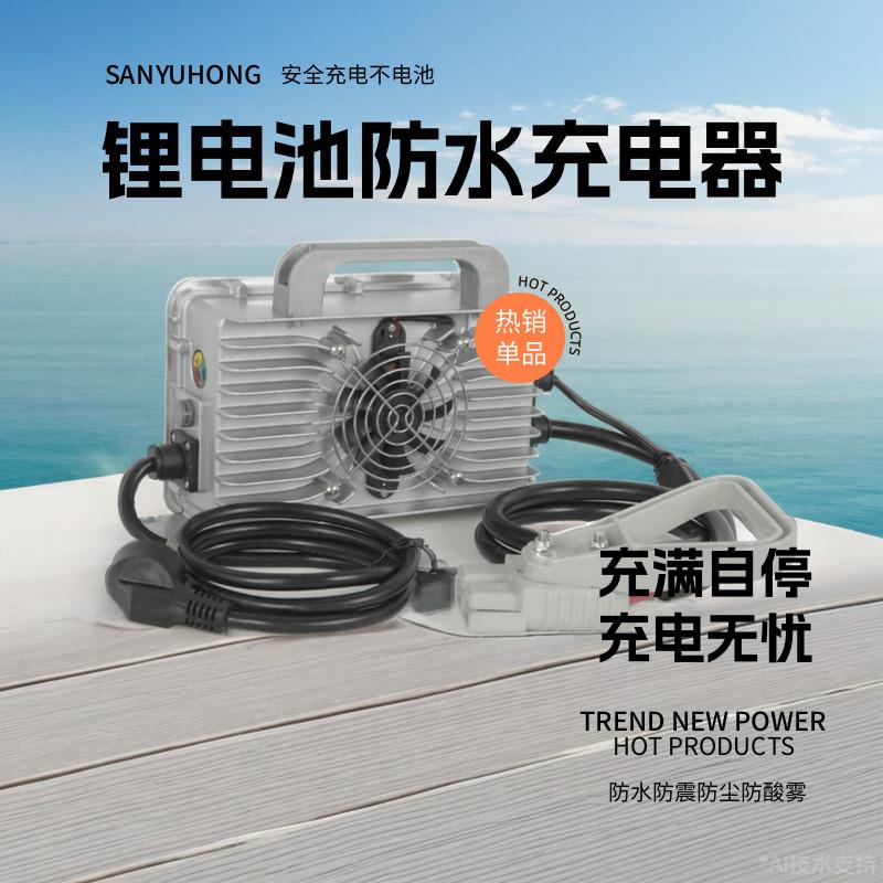 电动车48V72V三元锂电池充电器12V24V磷酸铁锂大功率防水充电机