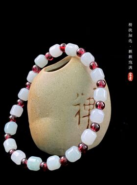 正品天然缅甸翡翠手链女款白月光路路通手串国风手饰中秋节日礼物