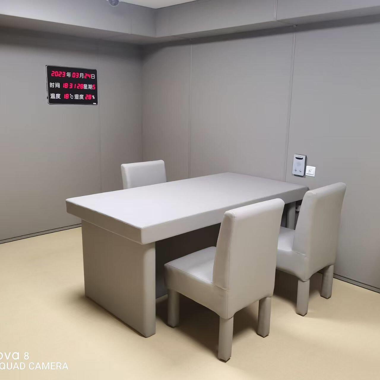 谈话室软包桌椅组合防撞软包问询桌椅留置室办案区阻燃被谈话桌椅