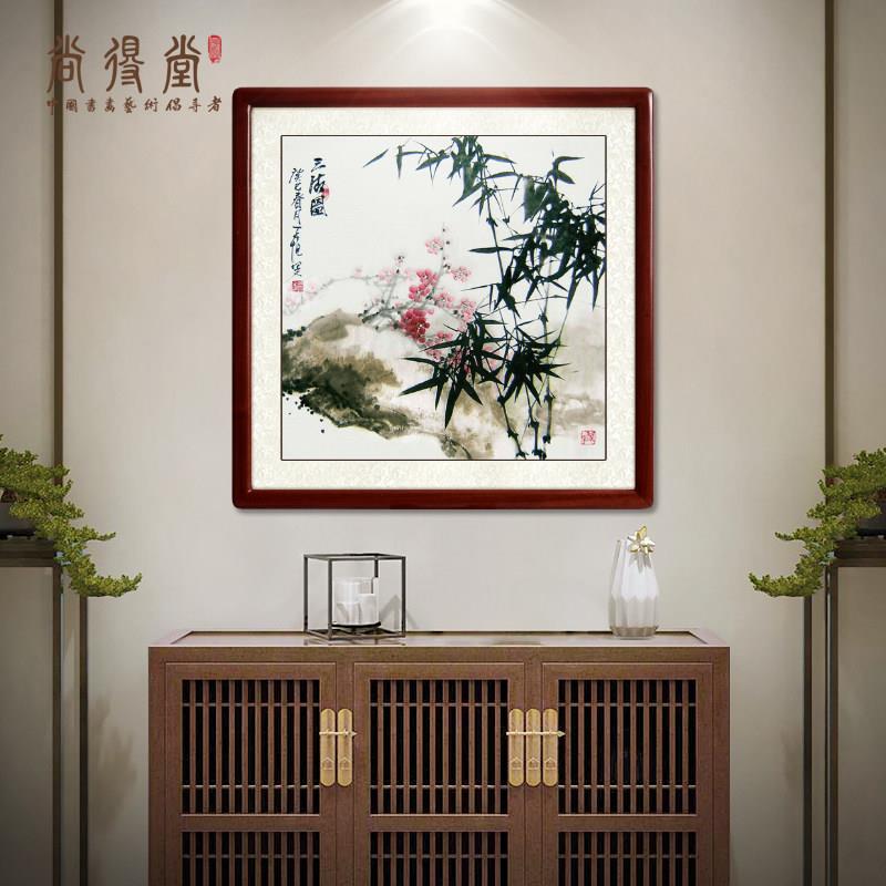 尚得堂手绘国画竹子挂画现代客厅沙发背景墙壁画装饰画入户玄关画