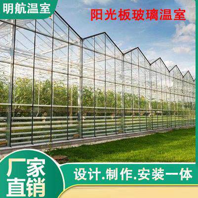智能温室 玻璃温室连栋大棚 热镀锌钢管骨架农业种植外遮阳玻璃蔬
