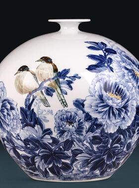 景德镇陶瓷手绘青花瓷花瓶饰品客厅插花中国风家居桌面入口装饰