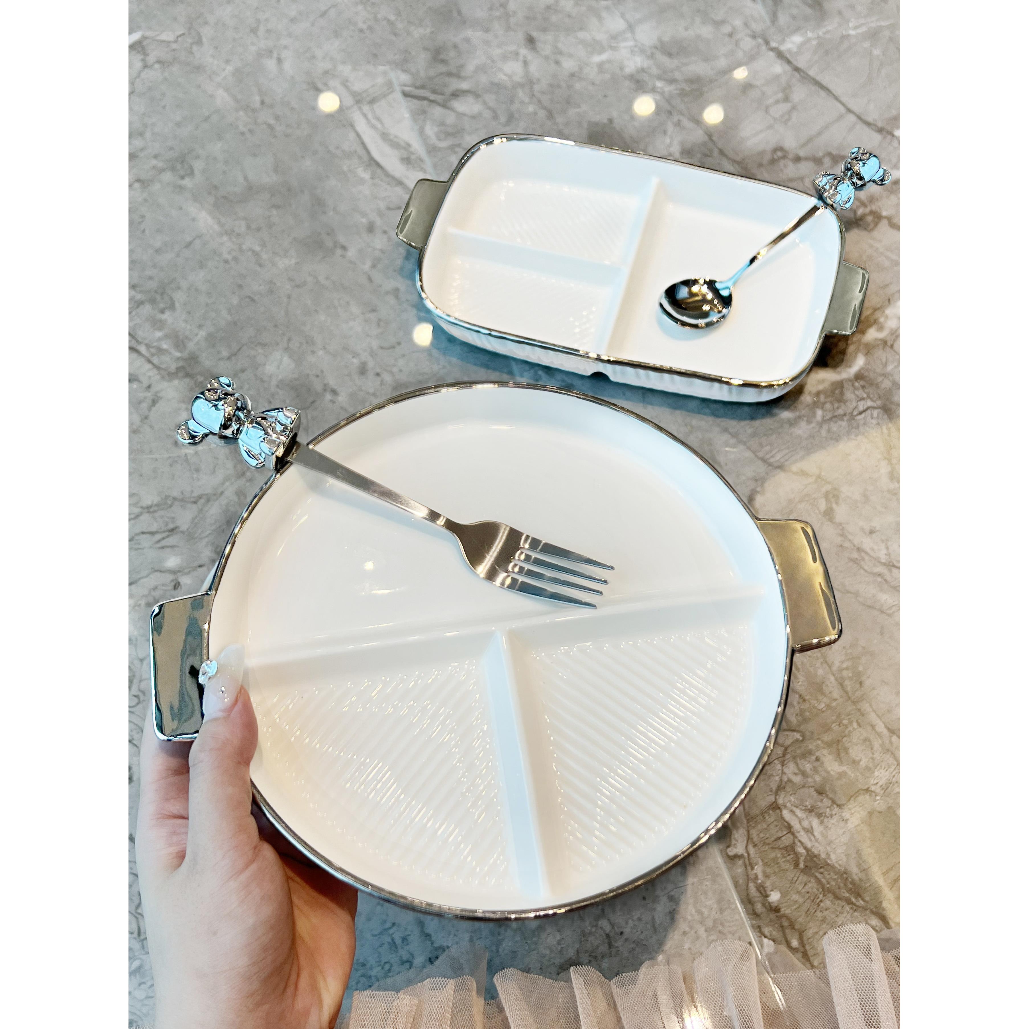 轻食餐具陶瓷盘子减脂餐盘分格餐盘早餐盘儿童水果盘分餐盘高级感