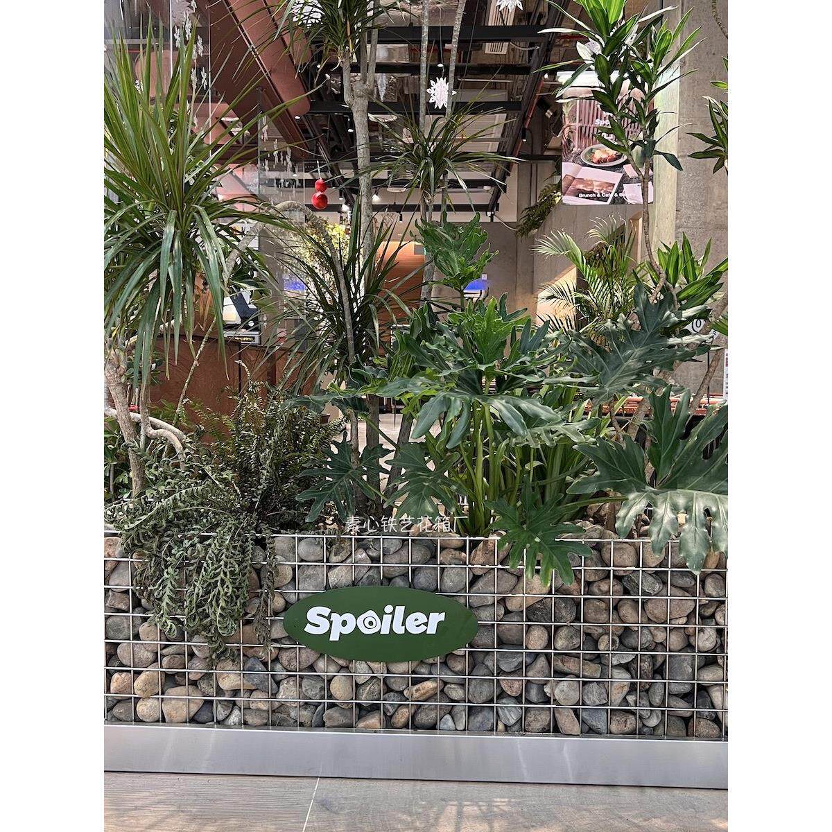 咖啡店不锈钢网格花盆餐厅隔断石笼花箱景观金属网花槽沙生植物