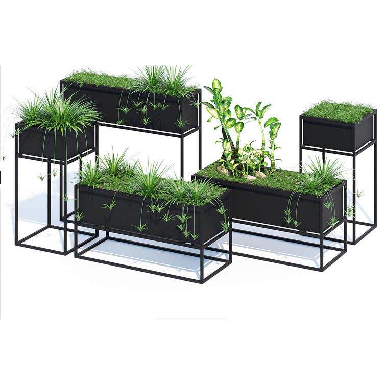铁隔断花架墙角绿色植物花盆架室内盆栽植物架落地花盆槽矩形花盆