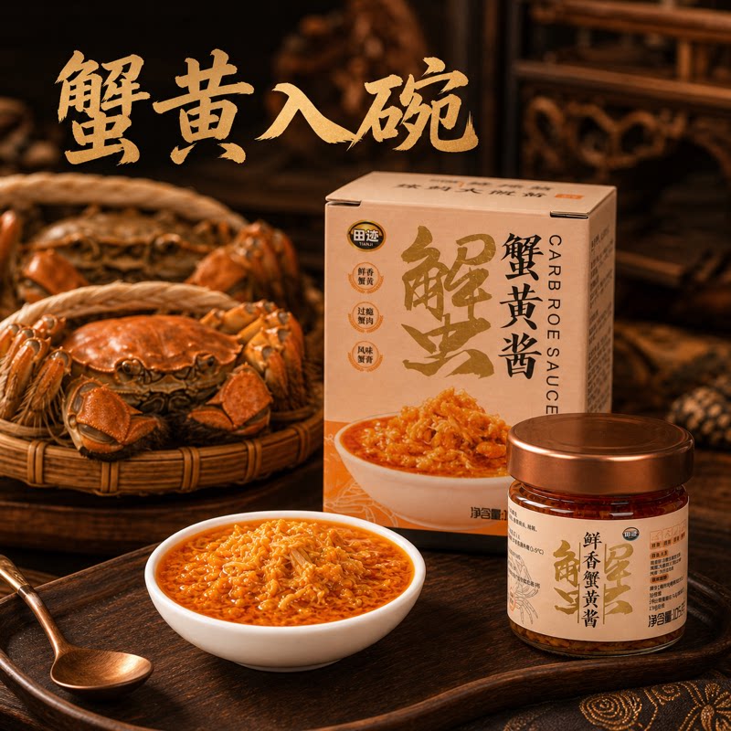 田迹蟹黄酱鲜蟹现熬蟹膏蟹肉料足图片