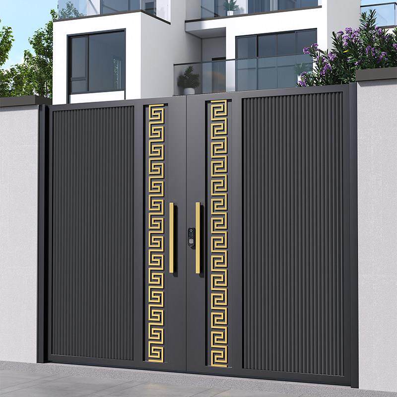 户外铝艺双开大门别墅花园入户门农村自建房大门铝合金庭院门定制