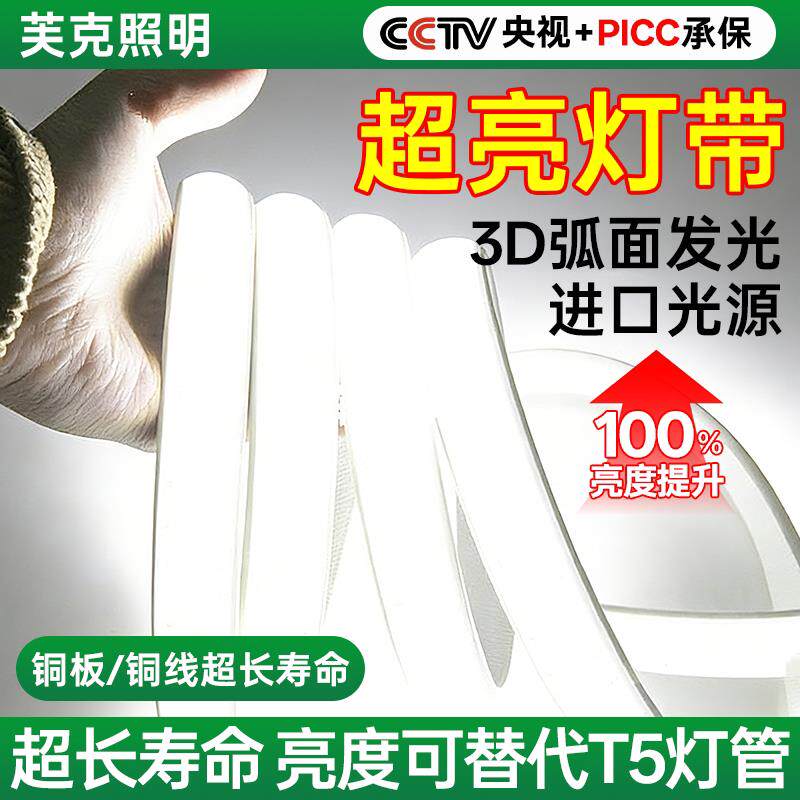超高亮led灯带220v线条客厅暗槽吊顶白光室外户外防水高亮软灯条