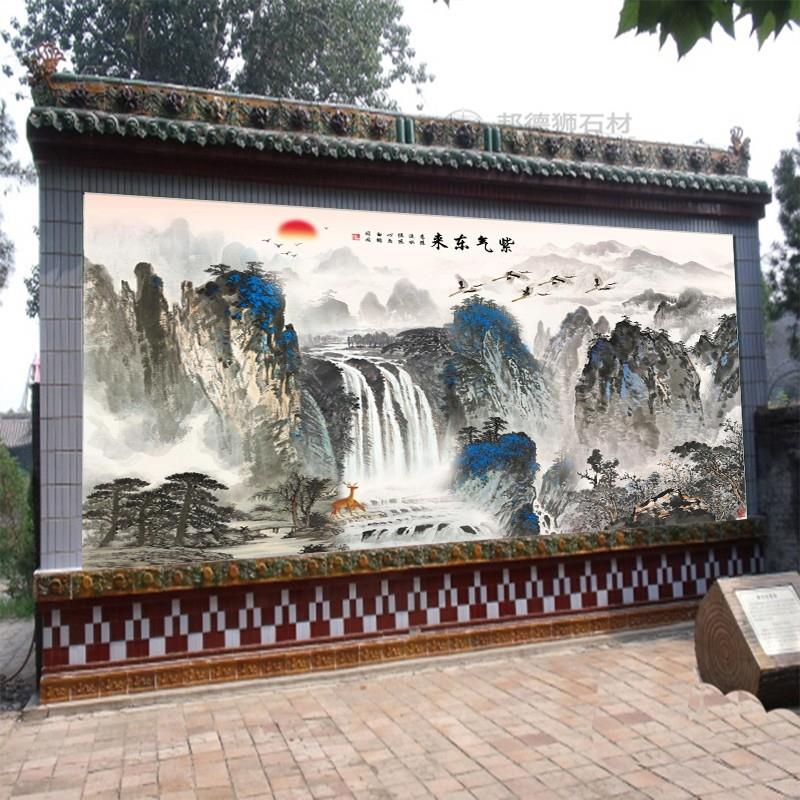 户外大门迎门墙瓷砖农村外墙山水壁画背景墙艺术砖影壁墙福字中式