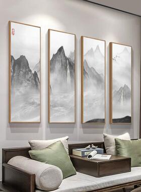 新中国风客厅装饰画、大气中殿画、茶室壁画、水墨山水画、禅宗黑