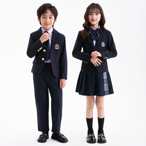 男女童校服秋款英伦风幼儿园园服小学生班服jk格子裙套装厂家