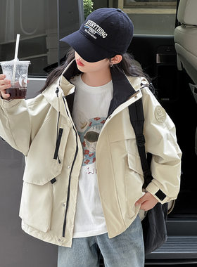 女童秋装冲锋衣 儿童新款大童女孩户外运动三防风衣派克服外套