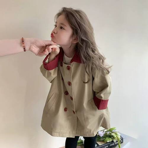 女童外套春秋款 新款韩版儿童风衣中长款女宝宝春装洋气衣服潮