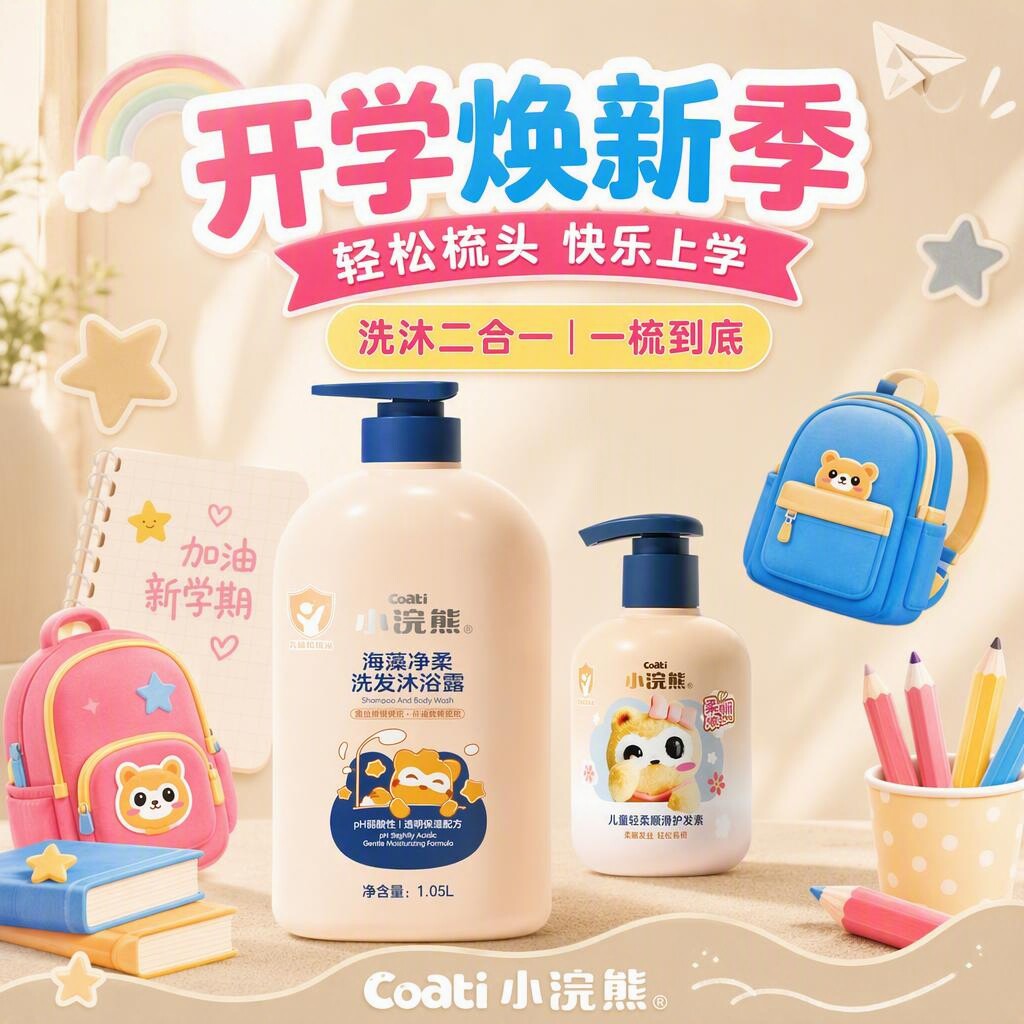 小浣熊儿童海藻洗护套装
