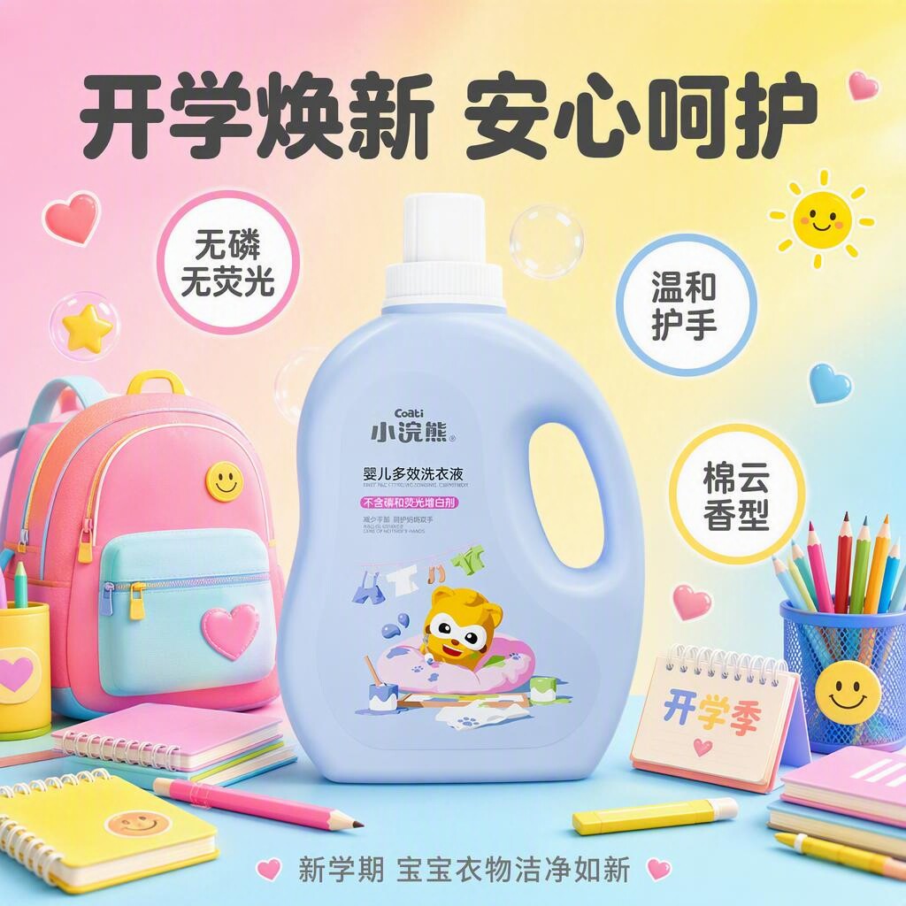 小浣熊宝宝洗衣液2L去渍