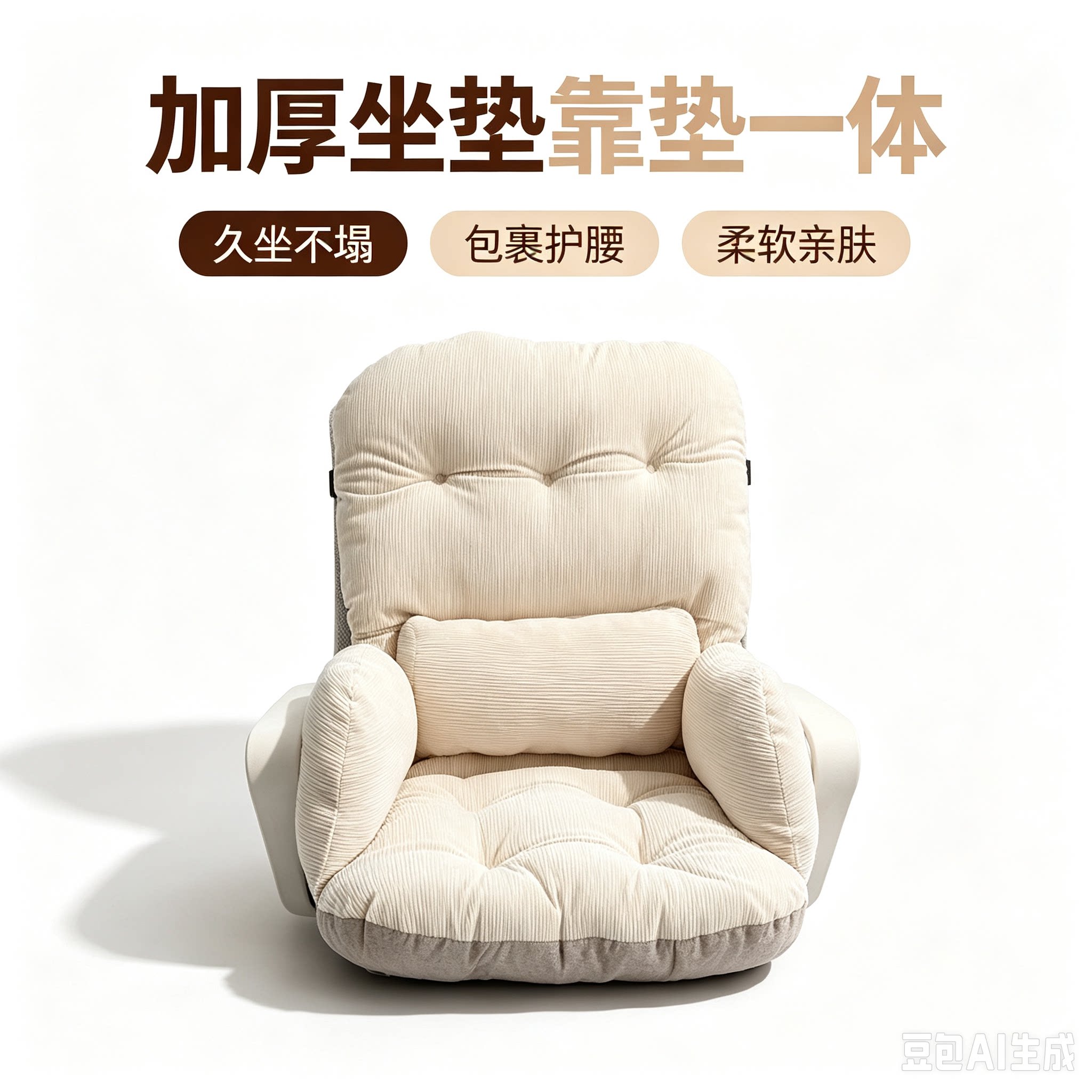 加厚坐垫靠垫一体椅子靠背椅垫办公室久坐护腰座椅软包靠垫坐垫CL