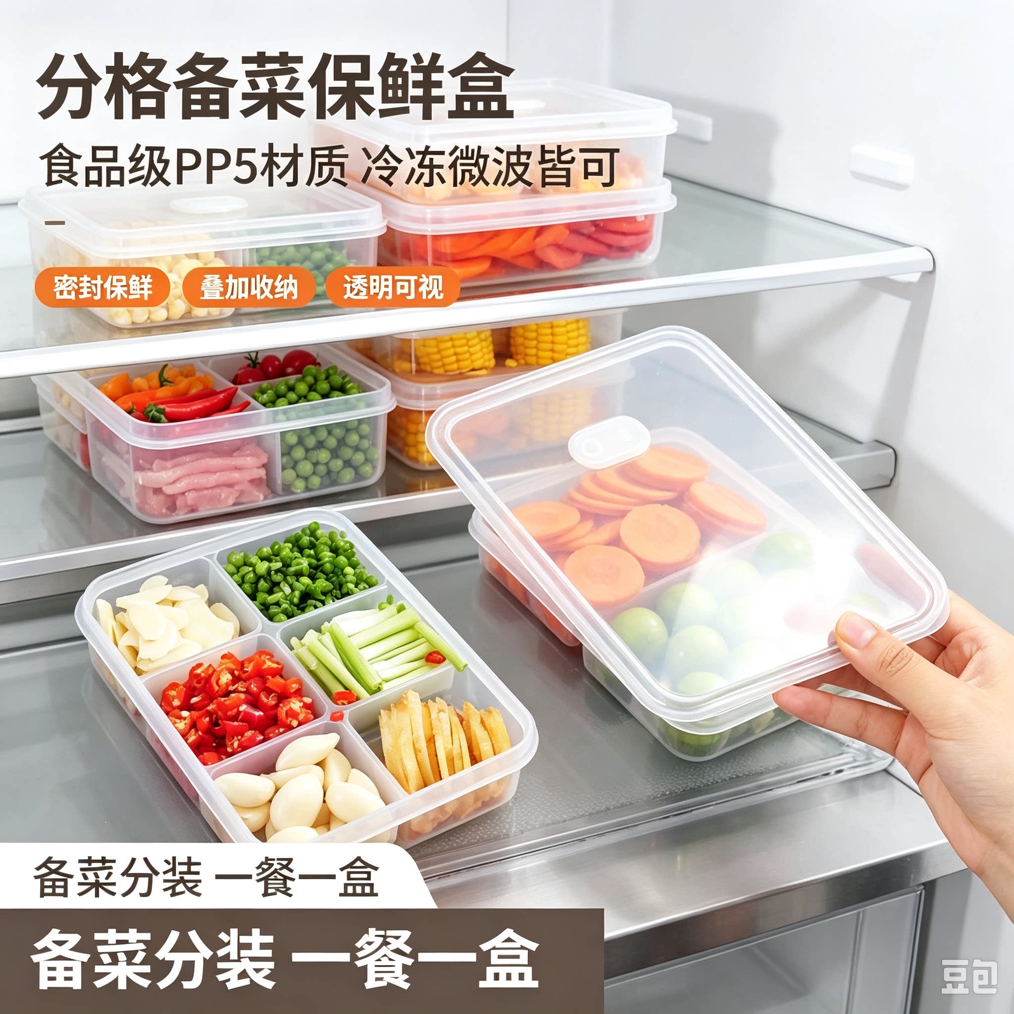 淘宝品质榜分格式保鲜盒冻肉分装盒冰箱收纳食品级厨房饭盒密封YL