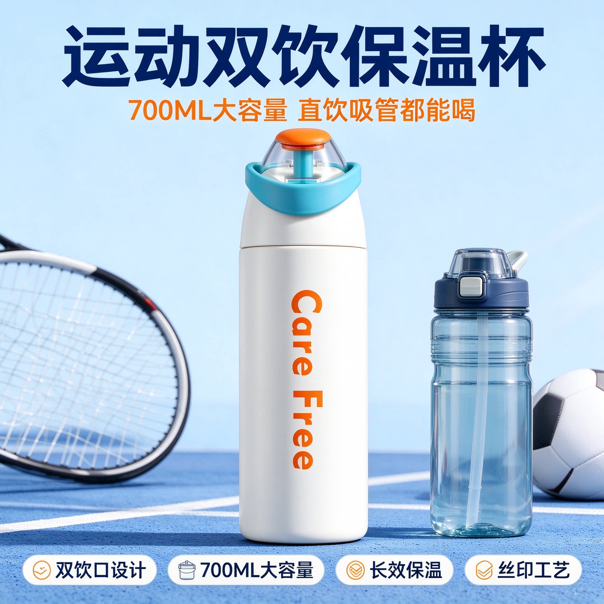 2026新款运动水杯双饮吸管杯水杯便携随手杯旅行户外水杯CL