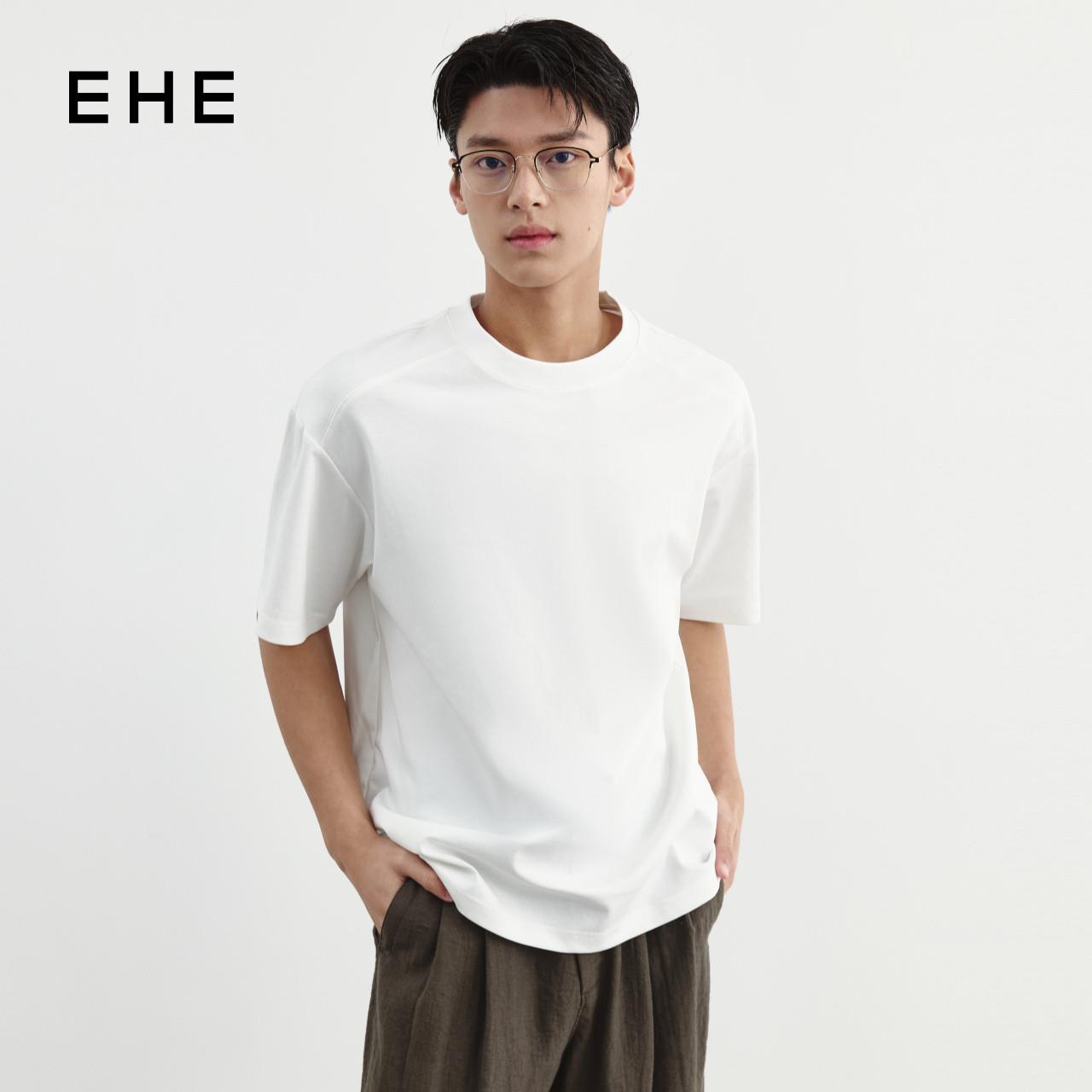 EHE男装多色简约棉柔肌理抗皱弹性舒适圆领短袖T恤男2026夏季新款