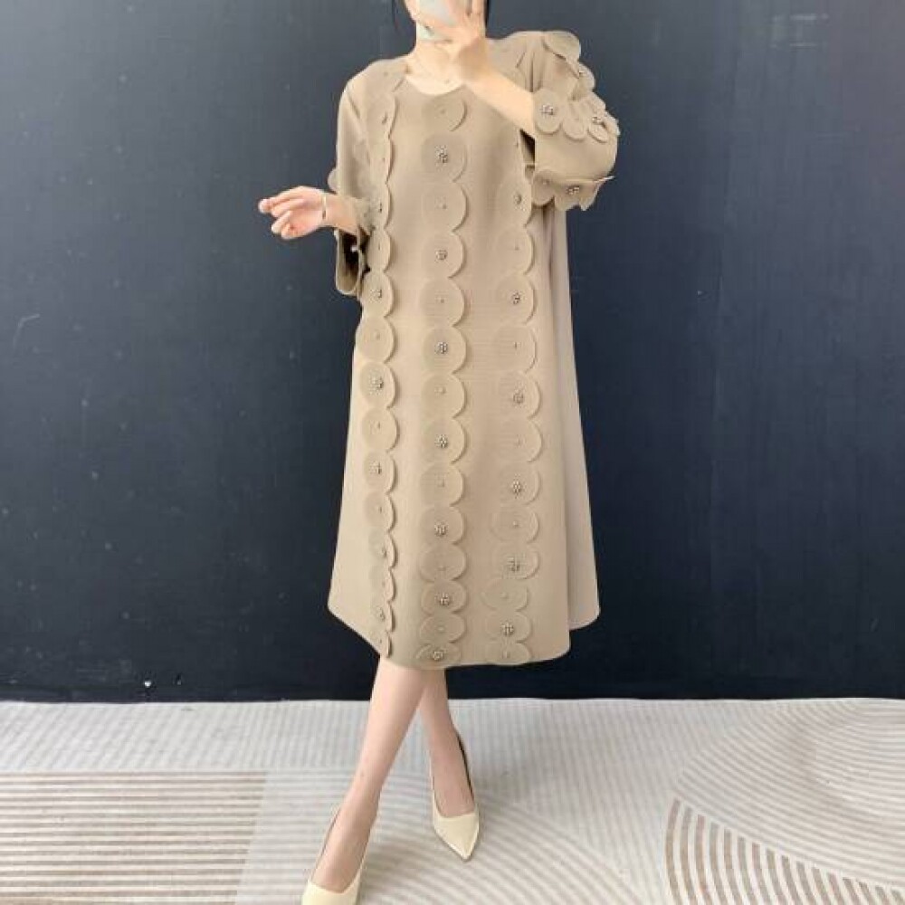 普拉拉 女士 百褶珍珠花朵连衣裙
