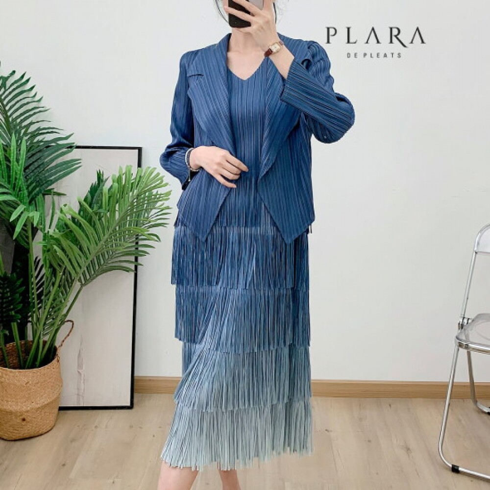 Plara 女士百褶基本领夹克+流苏连衣裙套装(88件)